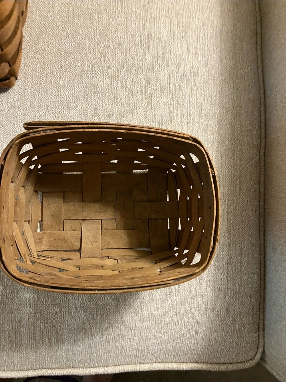 Longaberger Brown Handwoven Handle Basket Duo